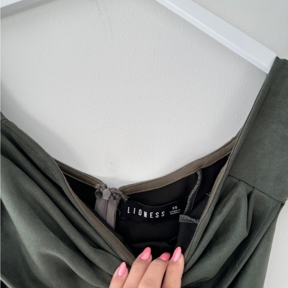 LIONESS Win Some Lose Some Ruched Mini Dress in Moss Green XS - Picture 5 of 9